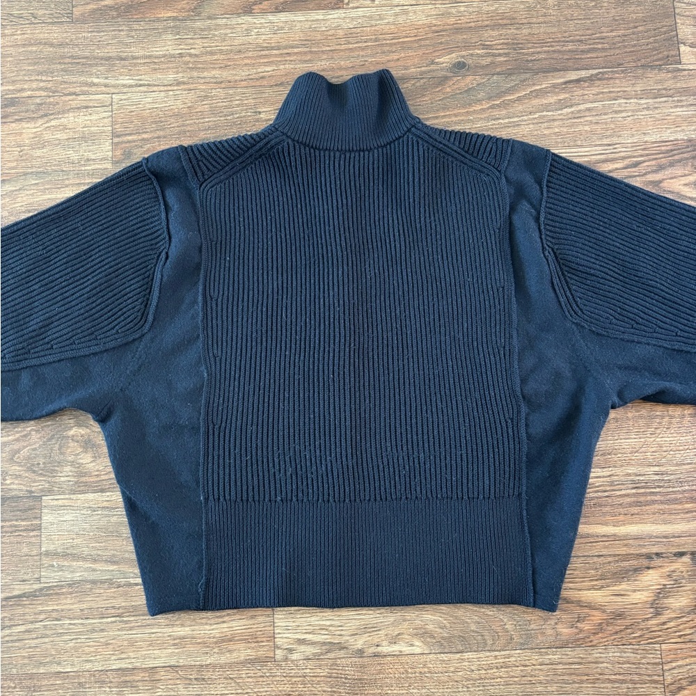 COS Dark Navy Ribbed full Zip Wool Turtleneck Sweater (oversized) - Picture 12 of 13